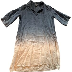 pure amici linen dress Pure Amici Dress XS Ombre Linen Sleeveless Sheath Pockets Bohemian Beach  Blue